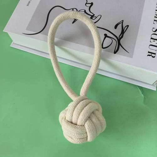 Dog bite rope beige cotton rope braided teeth resistant to bite-resistant new dog toy set pet toys