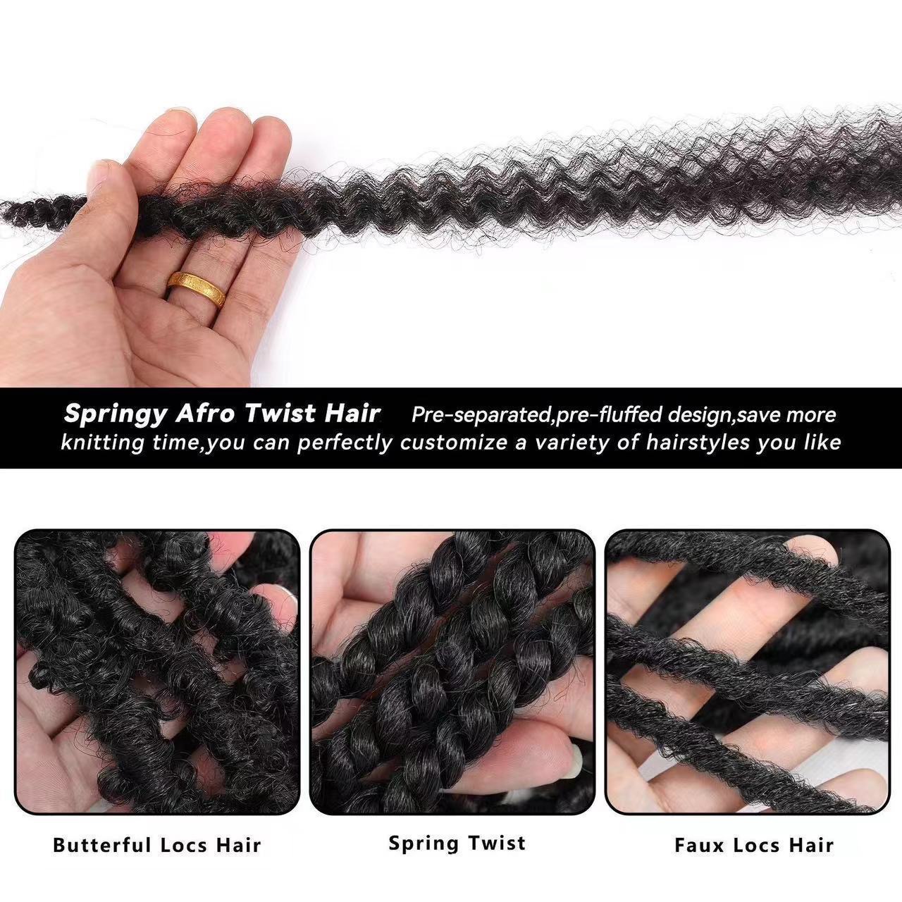 3X Twist Kinky Marley Crochet Braids Perruca de orugas image 3
