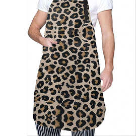 厂家直销豹纹围裙批发全棉围兜工作服