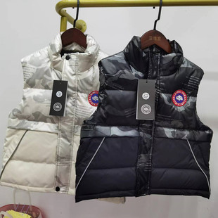 2024 New Autumn and Winter Camouflage Kidsren's down Vest Boys Trendy Warm Vest Medium and Large Kidsren's Stand-Up Collar Vest