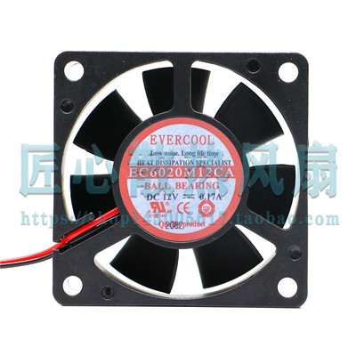 EVERCOOL EC6020M12CA DC 12V 0.17A 60x60x20mm 6厘米散热风扇