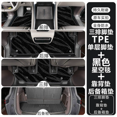 coverage 25-26 model six-seater floor | Modelə uyğun ayaqaltı - tengshi-n925-26-model-six-seater-double-layertpe-floor-mat-black-starry-sky-carpet-trunk-mat