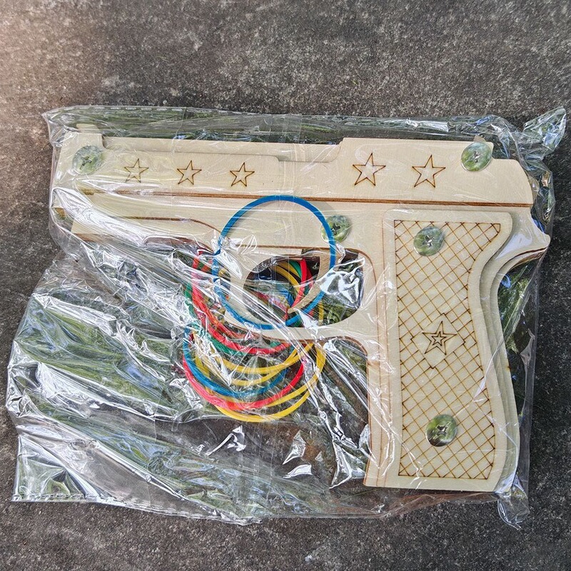 木製輪ゴム銃おもちゃモデルシミュレーション木製銃輪ゴムピストルノスタルジア組み立て可能な部品組み立ておもちゃの銃|undefined