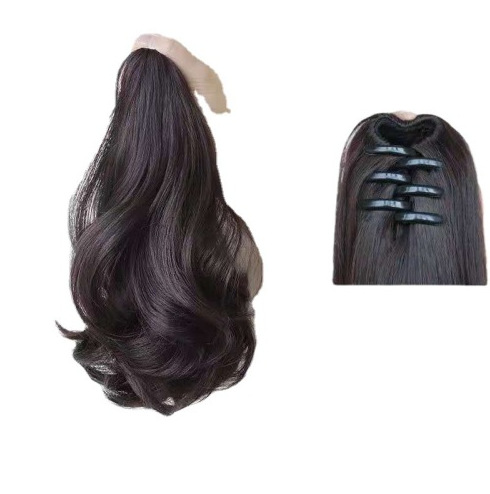 Peruca de caballo mujer agarrar clip corto ondulado temperamento largo rizos simulación natural realista clip de tigre falso caballo