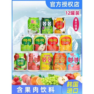 12罐韓國進口果肉飲料整箱網紅樂天LOTTE芒果汁海太葡萄汁混合味