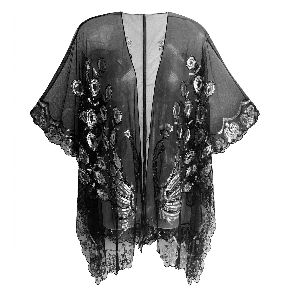 Transfronterizo 1920 europeo y americano lentejuelas vestido de noche fiesta cena vestido chal Gatsby lentejuelas chal prendas de vestir exteriores