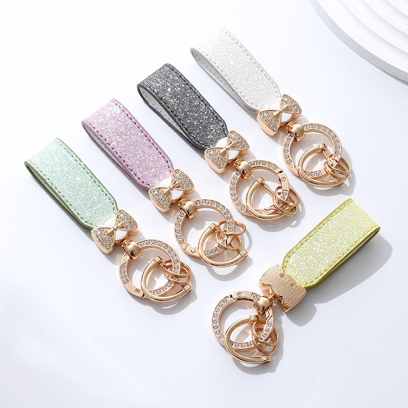 New Creative Diamond-Encrusted Car Keychain French Car Keychain Butterfly Hardware Pendant Exquisite Pendant for Women Versatile