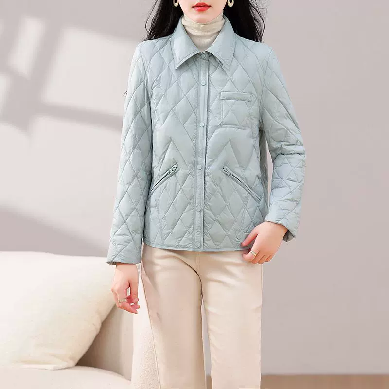 轻薄羽绒服2025冬季新款气质简约保暖90白鸭绒衬衫式短款羽绒服女