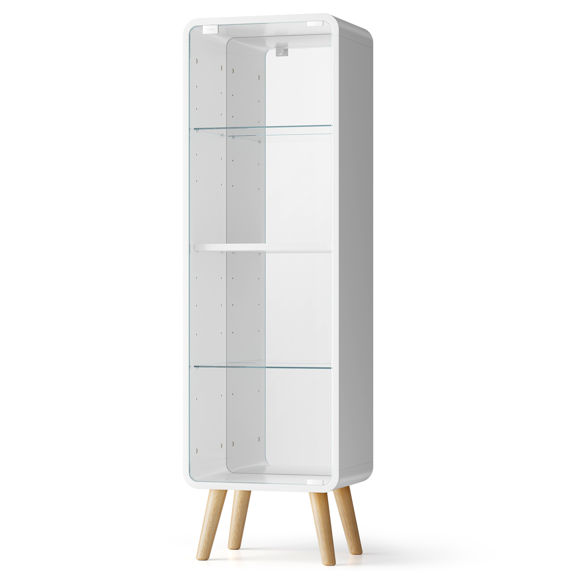 日本乐天玻璃显示屏柜4级可调节高度手办收纳强化玻璃柜白色现货