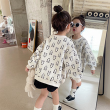 儿童立体熊猫卫衣2023秋季新款中小童韩版宽松套头上衣男女童潮衣