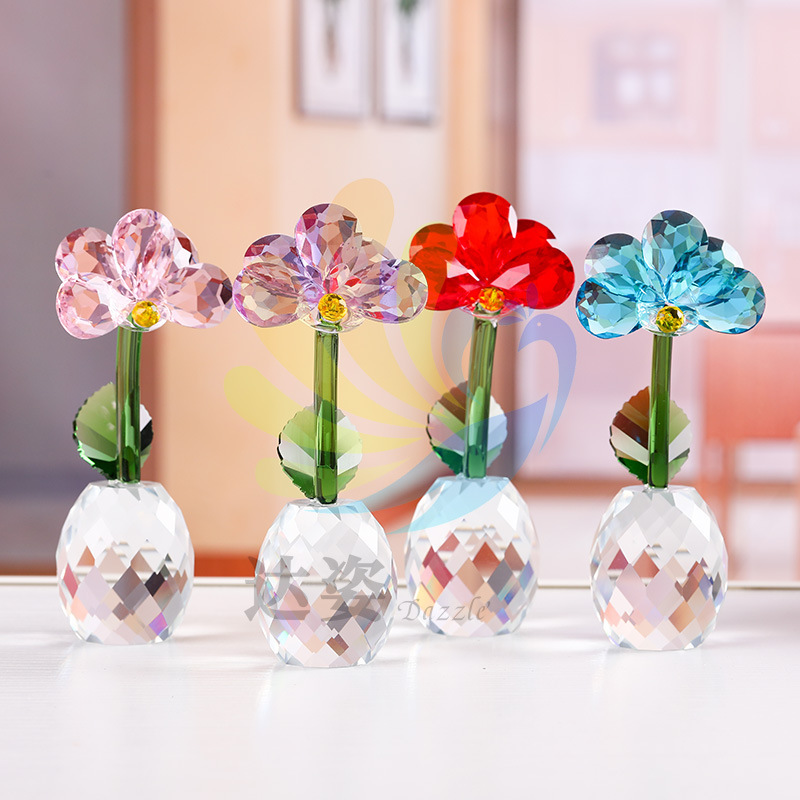 菠萝花瓣水晶摆件客厅装饰品现代简约风居家仿真花装饰水晶工艺品