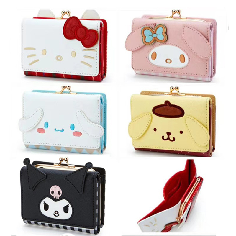 Cinnamon Dog Kuromi Wallet Leather Clip Buckle Melody Card Holder Wallet Short Cartoon Student Japanese Style Pu Cinnamon Dog Kuromi Wallet Leather Clip Buckle Melody Card Holder Wallet Short Cartoon Student Japanese Style Pu