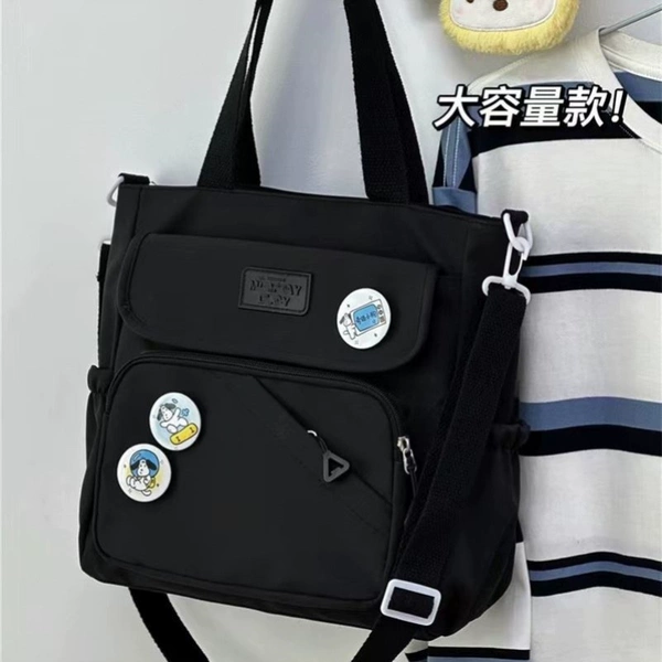 F38-L black [upgraded reinforced waterproof fabric] single bag + badge + hair ball [