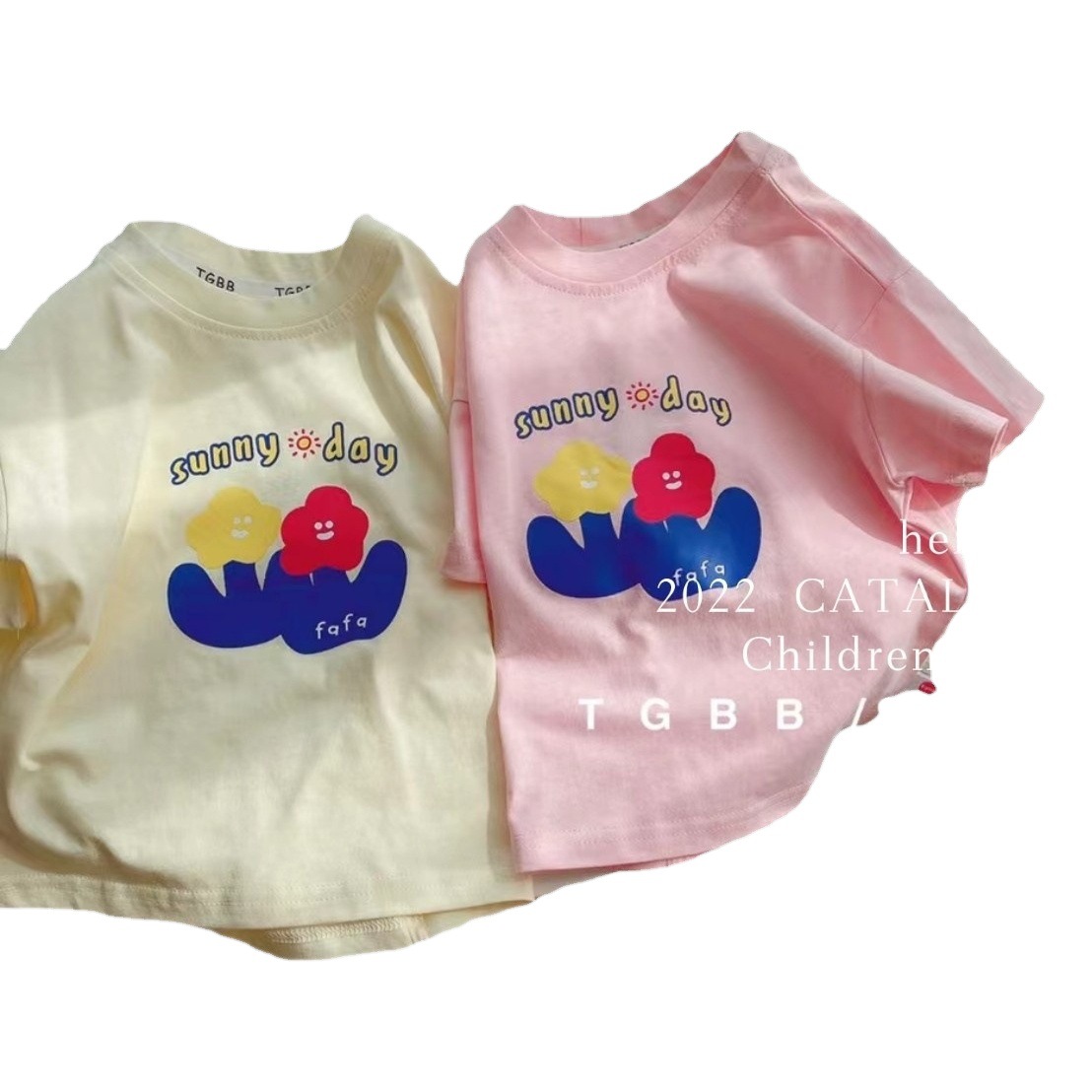 2024 camiseta de manga corta para niños de verano para niños y niñas estilo delgado ropa para niños coreanos impresión de dibujos animados ropa para niños al por mayor marea de ropa