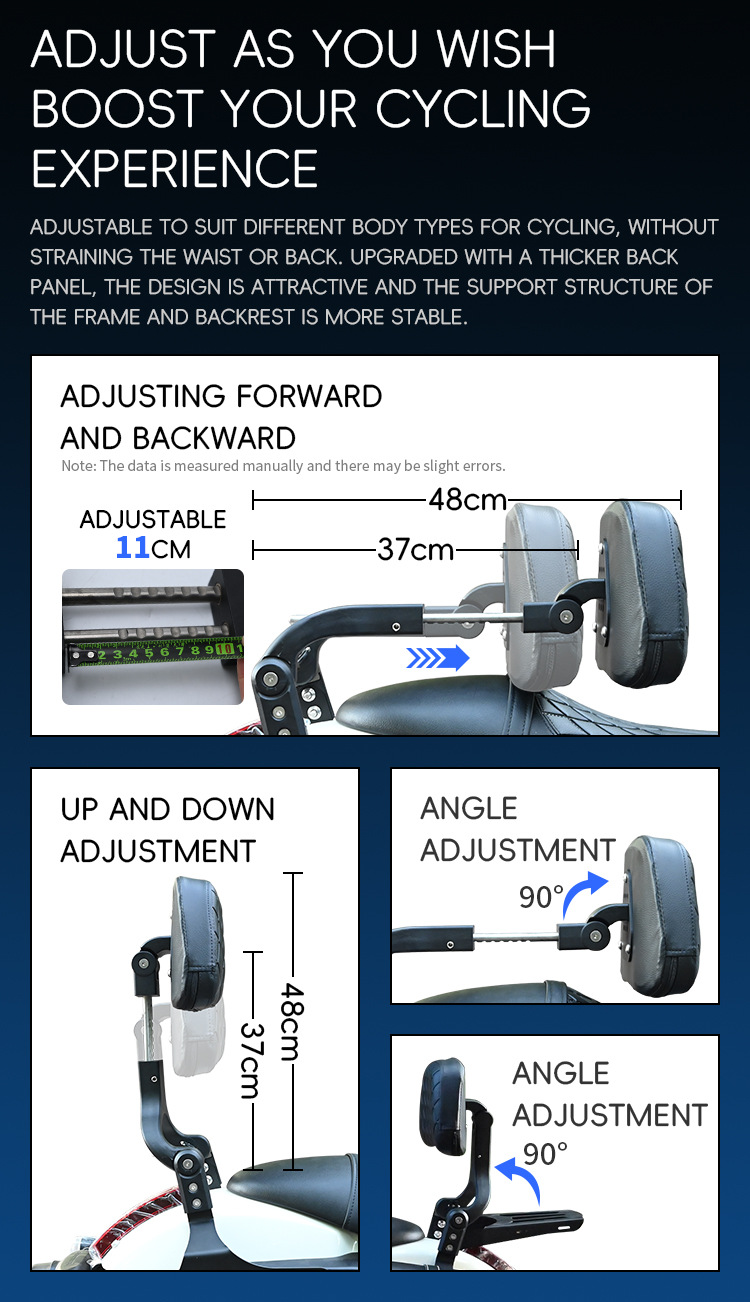 Motorcycle folding backrest for Graystone 250CVT, Jinjila 350, Flash 250V, Wuyiji CU625, Chunfeng CLC modification