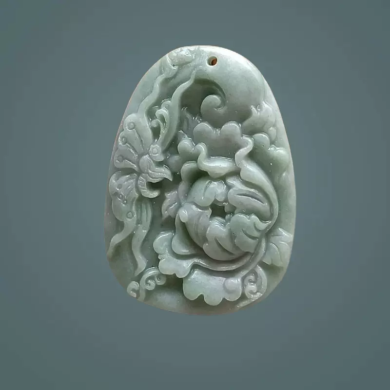天然贵州吊坠玉石汉服玉佩挂件玉蝶恋花玉坠男女富贵项链挂件配饰