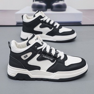Autumn Men's Shoes New Breathable High-top Shoes Men's Korean Style Fashionable All-match Thick-soled sneaker Casual Board Shoes Trendy Shoes
