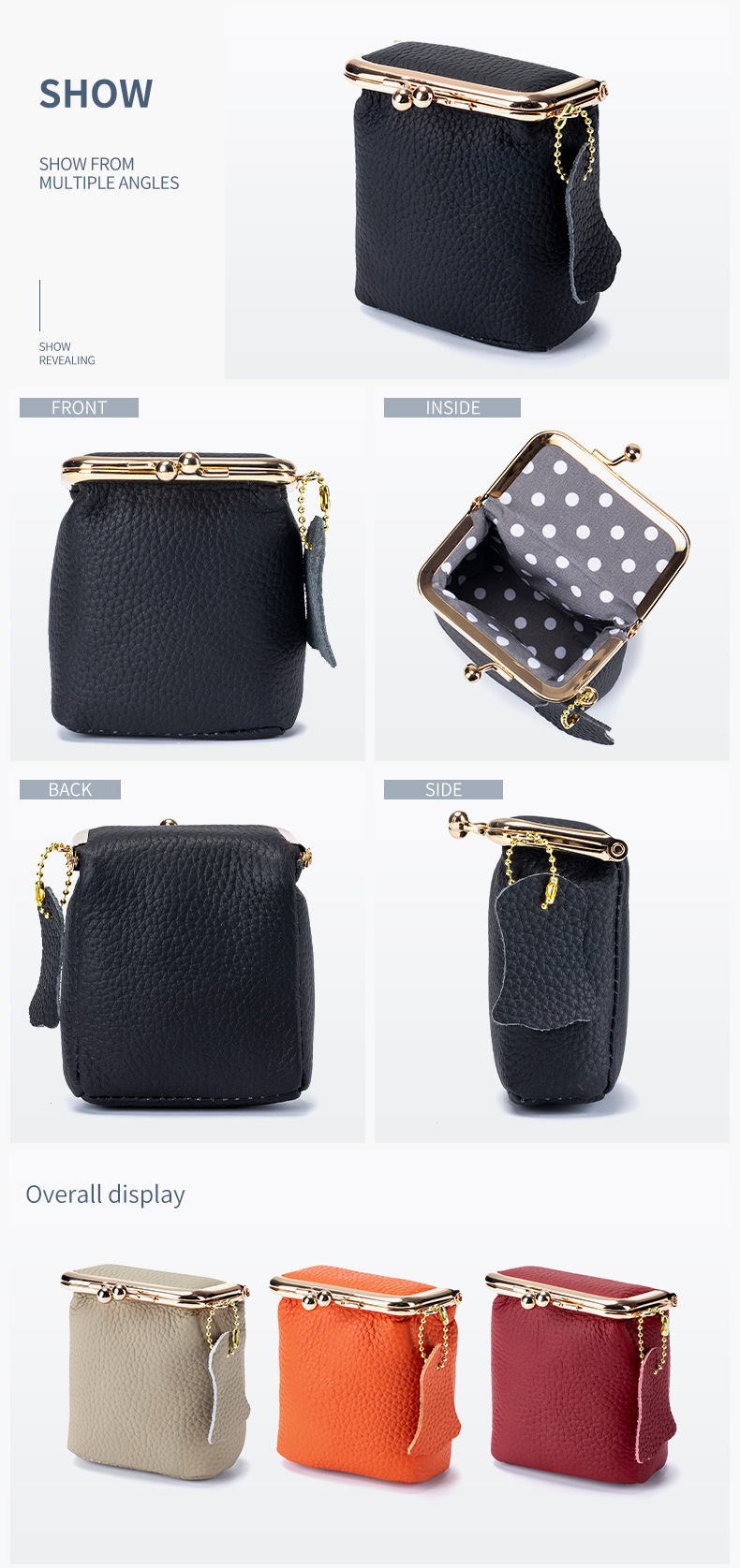 New leather mini mouth red envelope ins style lychee pattern multifunctional lipstick box convenient change coin storage_voghion.com