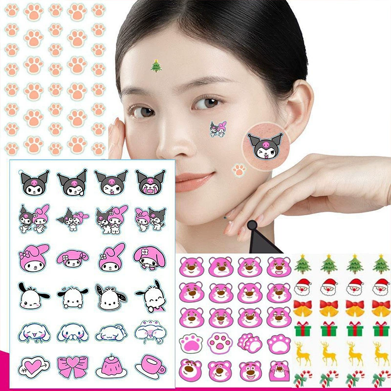 Мультяшные животные милые узоры прыщей, наклейки кошачьих когтей 36 покрытых лицевых патчей