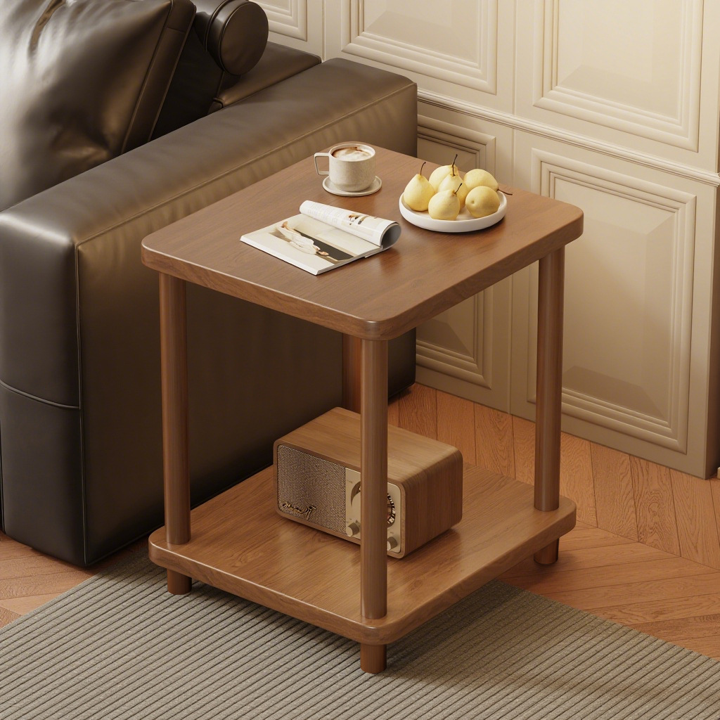 ♔ Small Table for Home Use, Movable Sofa Side Table, Rental House Small Coffee Table, Living Room Simple Small Square Table with Storage Rack
