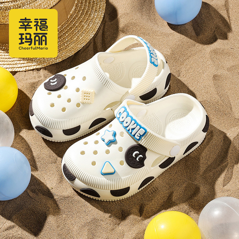 Happy Mary Olio Children's Croc Shoes Summer Boys Baotou Medium and Large Children's Sandals and Slippers for Outdoor Wear Beach Shoes