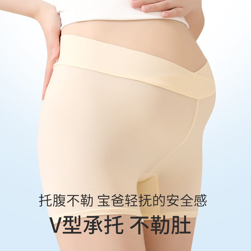 Pregnant women's safety pants summer thin comfortable breathable anti-exposure V-shaped belly support pregnancy two-in-one leggings wholesale