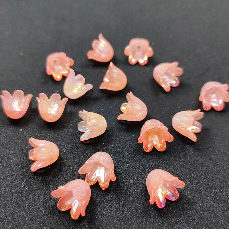 鈴蘭花苞11mm亞克力果凍色電鍍鈴鐺花 鬱金香古風DIY配件手鍊髮簪