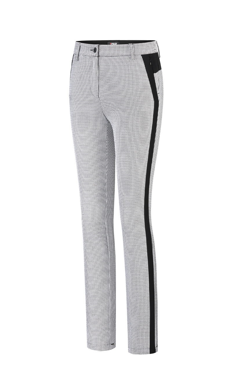 Quần nữ golf họa tiết răng sói (Houndstooth) phối sọc, thiết kế ôm vừa vặn — KUZ119-Quần nữ ca rô đen trắng chi tiết 9