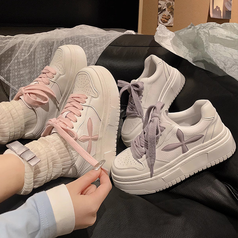 真皮厚底小白鞋女2025春季新款百搭爆款女鞋网红增高运动板鞋子女