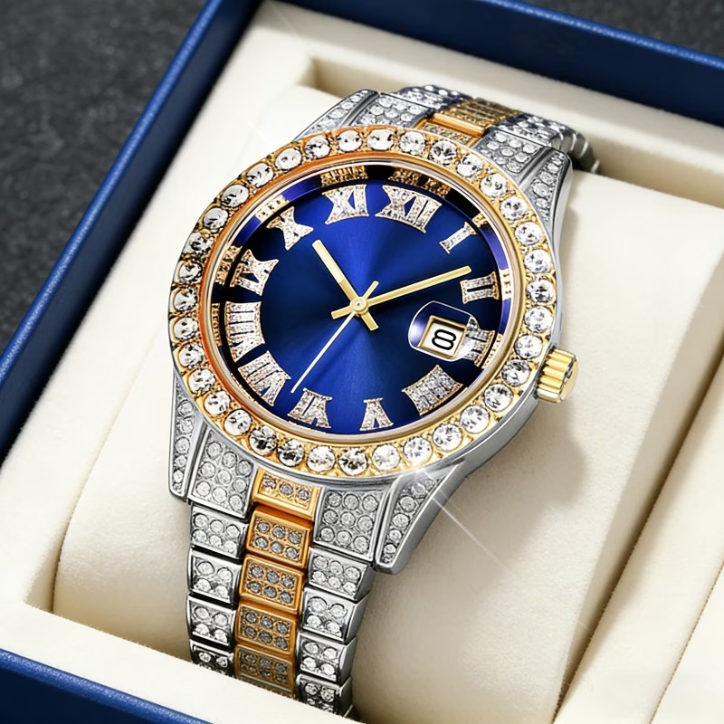 New Foreign Trade Hot Style Diamond-Encrusted Roman Fashion Women's Watch with Calendar Women's Watch Women's Watch Manufacturer