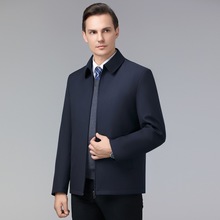 一件代发秋冬新品男装夹克中老年爸爸休闲可脱内胆外套商务茄克衫