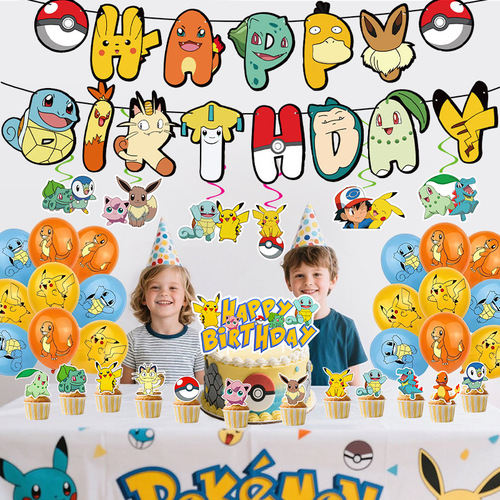 Pikachu-themed Pikachu birthday balloons children's birthday scene decoration pull flag banner balloon set