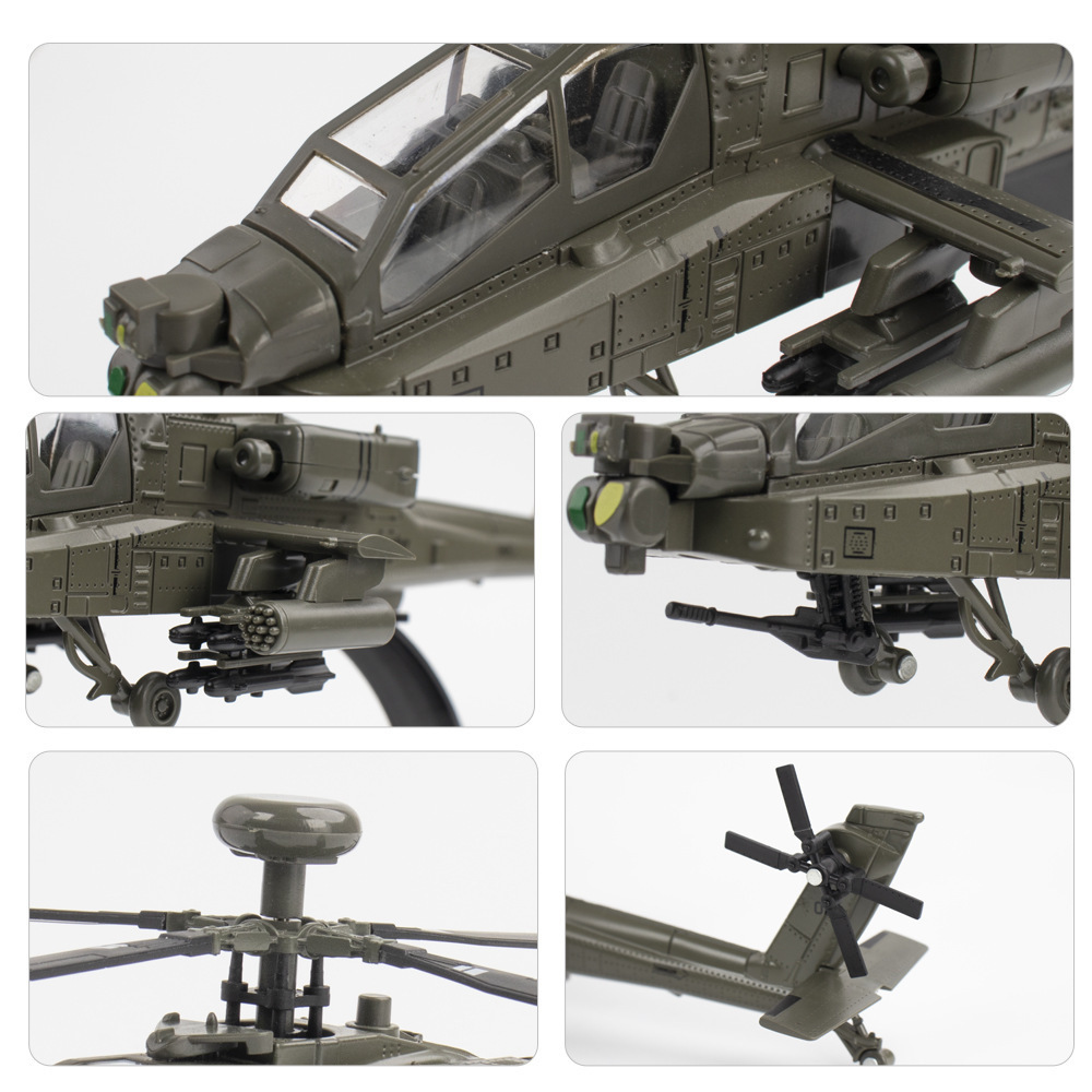 Huayi aleación 1:32 Apache helicóptero deslizante luz sonido juguete modelo de aviones decoración colección