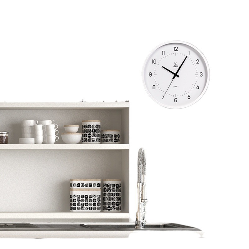 Deli alto transparente placa de vidrio templado superficie 14 pulgadas Reloj de pared simple moda conveniente colgando LE402 image 6