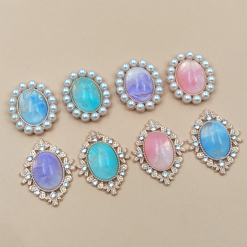 New pearl oval plate cat's eye alloy diy bride headdress hole shoes accessories factory direct supply
