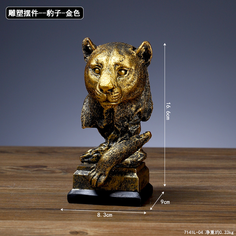 Animal Head Resin Ornaments Nordic Lion Eagle Crafts Office Decoration Living Room Entrance Sculpture Decoration
