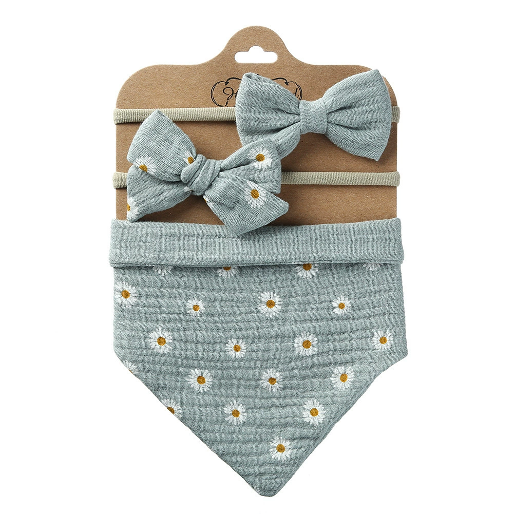 Children's scarf, double-sided headband with bow, eating bib, set