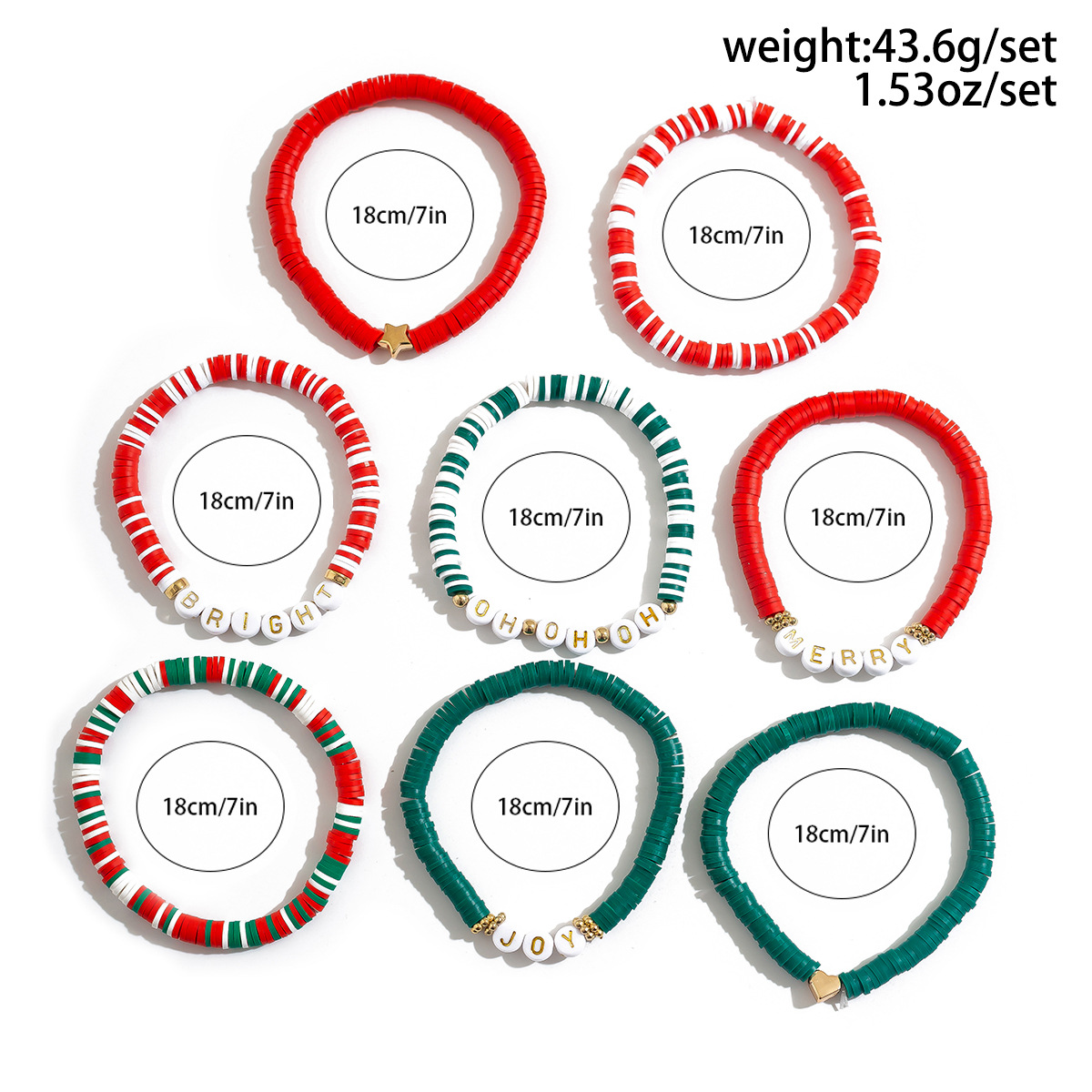 27g Weight Bracelets Classification CCB, Arylic, soft clay Chain Material Beaded Chain Chain Type 1 Set Quantity Party, Festival Occasion CCB, Arylic, soft clay Material Christmas Festival Letter, Heart Shape, Snowman Pattern Women's Gender Cute Style Cute Letter Heart Shape Snowman CCB Arylic Soft Clay Beaded Chain Beaded Bracelets Wholesale 1