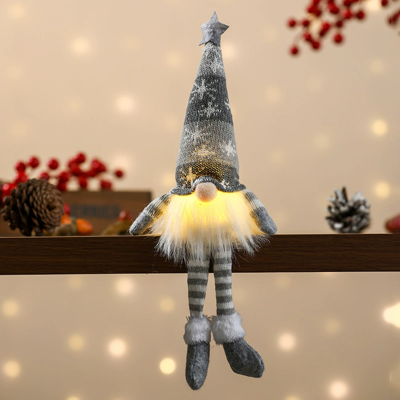 Christmas Sitting/Legged Doll with Light for Elderly, 18×10×5 cm, LR41 Battery Built-in
