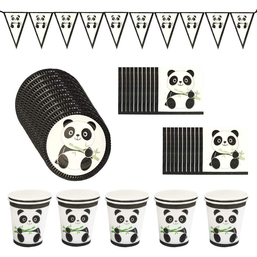 En stock Panda decoración del Partido de cumpleaños props fiesta vajilla traje papel tejido palomitas