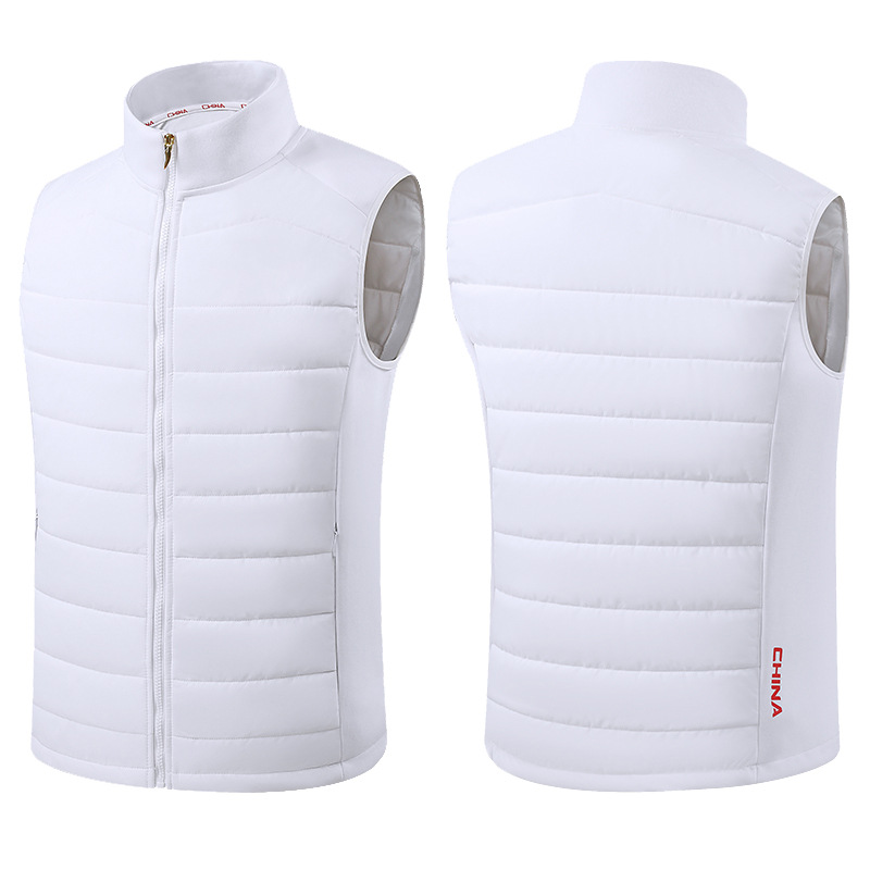 2024 winter outdoor Chinese team boys and girls light warm sports down cotton vest custom wholesale