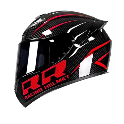 Four-Season Helmet, Foreign Trade | Motorcycle Safety Supplies - qk111-black-and-red-double-r-with-black-mirror-foreign-trade-version-s