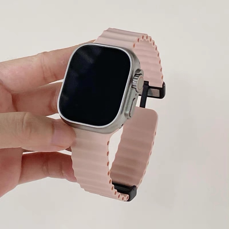 Para AppleWatch10 Apple correa de reloj iwatch987 generación Ultra correa magnética de silicona marina