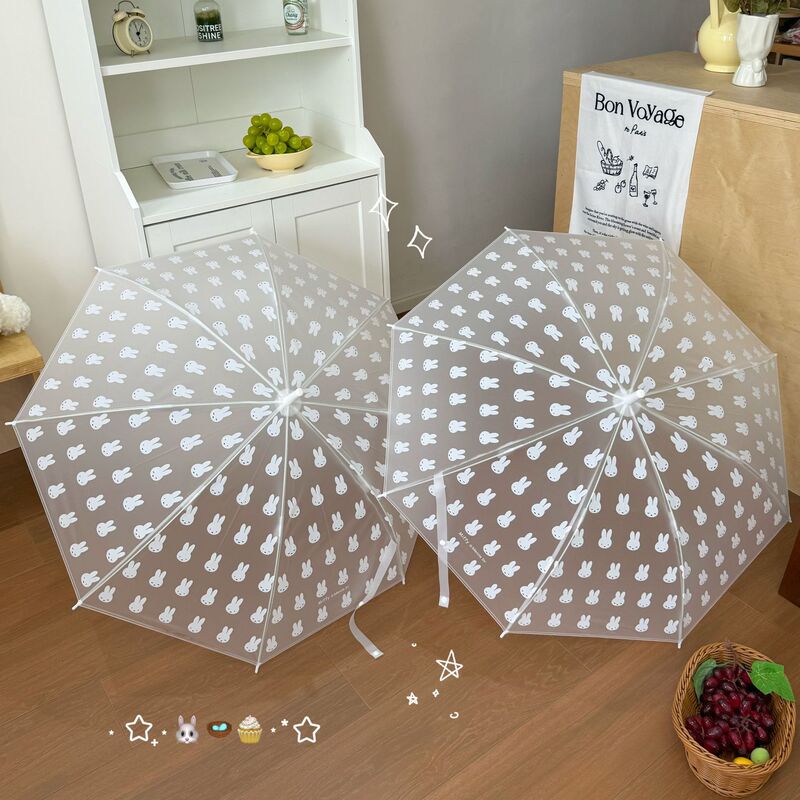 Rabbit Head Miffy Rabbit Translucent Frosted Umbrella Extra-large Thickened Long Handle Umbrella Portable for Female Students Rabbit Head Miffy Rabbit Translucent Frosted Umbrella Extra-large Thickened Long Handle Umbrella Portable for Female Students