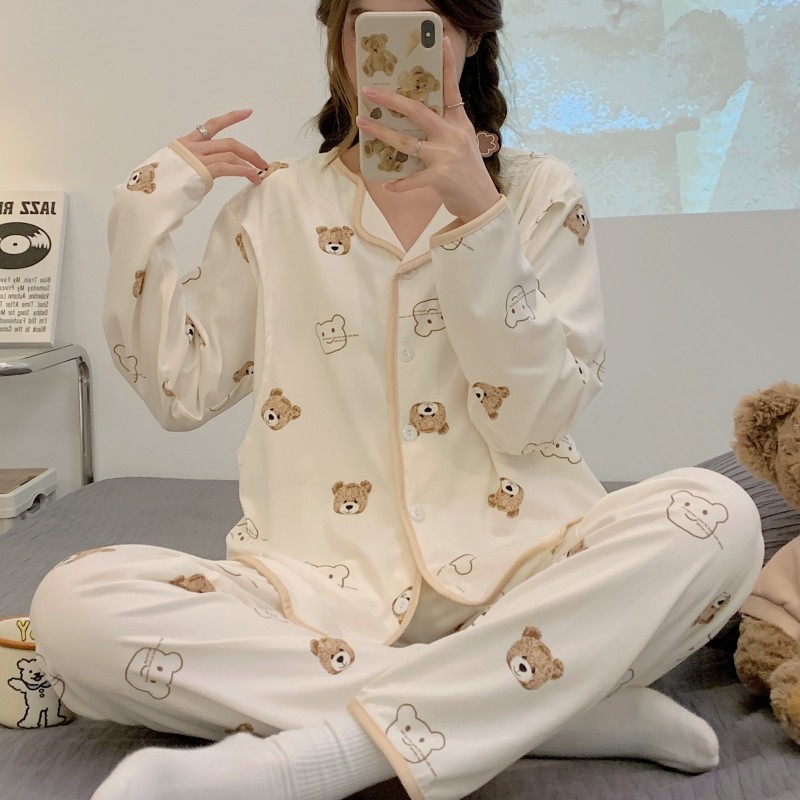 月子服春秋産後3-9月妊婦パジャマ夏の薄いタイプの入院授乳産婦授乳家庭服|undefined