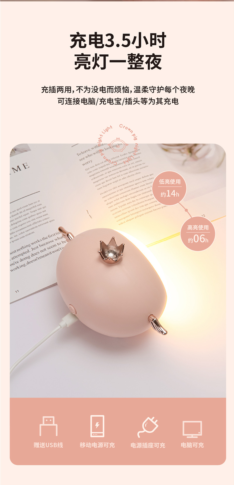 TL02皇冠猪小夜灯