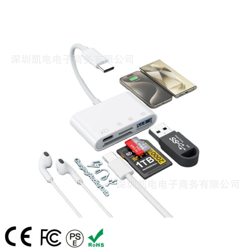 Suitable for Apple 15 Android Mobile Phone Card Reader Four-In-One Type-C Interface Reading Tf/Sd Memory Ce Certification Suitable for Apple 15 Android Mobile Phone Card Reader Four-In-One Type-C Interface Reading Tf/Sd Memory Ce Certification