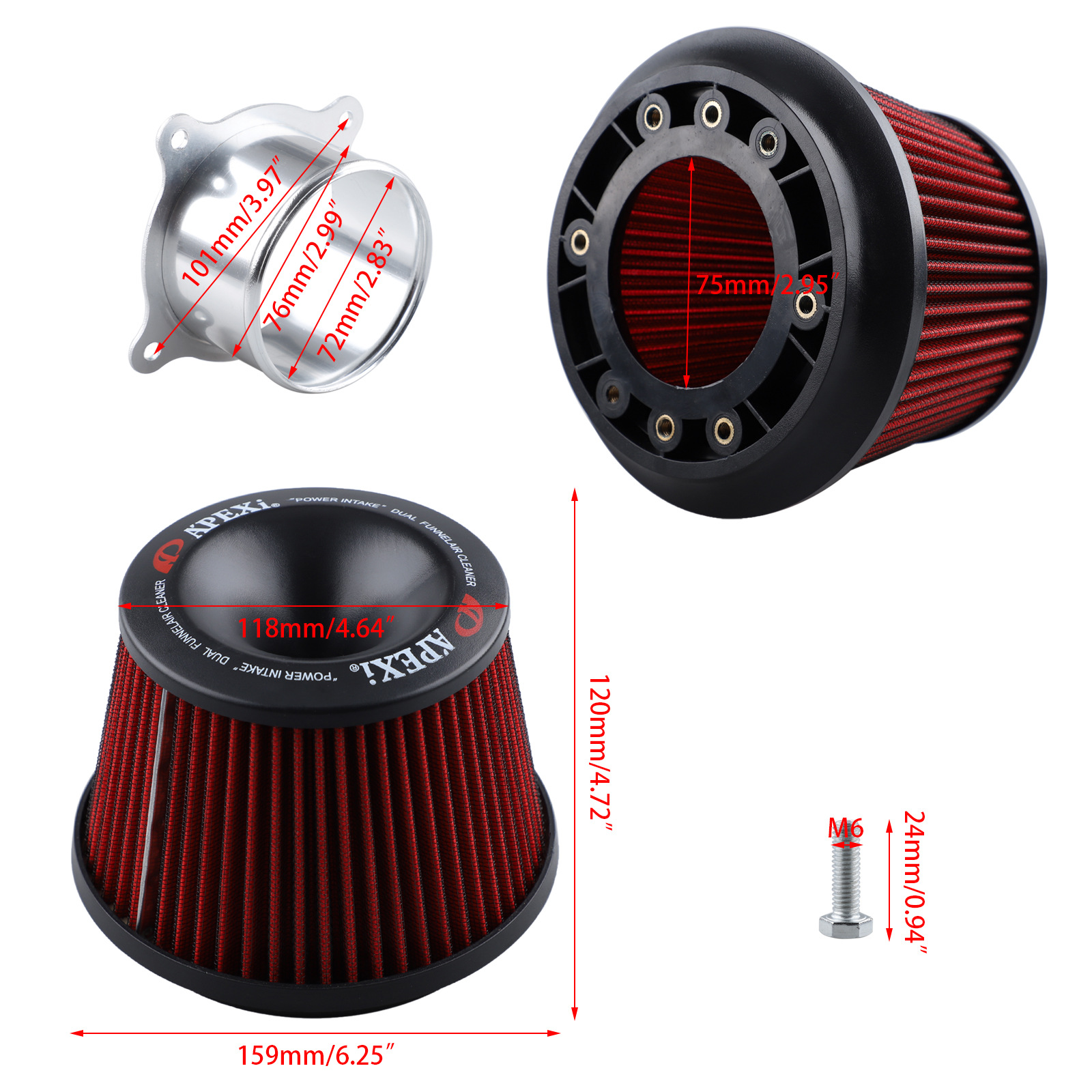 Cross-Border Car Modification Supplies Air Intake Air Filter 76mm Mushroom Head High Flow Air Filter Mushroom Head