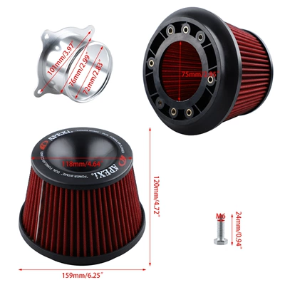 Sorma kollektoru (Giriş) Intake Air Filter 76mm Mushroom