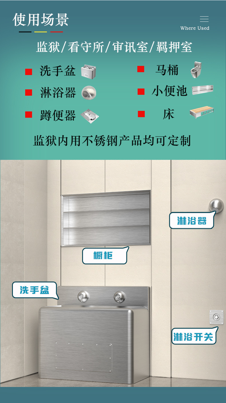 Customized prison squat toilet, school prison toilet, detention center with S-shaped anti-odor 304 stainless steel squat toilet undefined